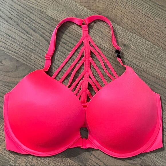 Victorias Secret Very Sexy Push Up Strappy back Padded front close bra pink 32DD - Picture 1 of 3